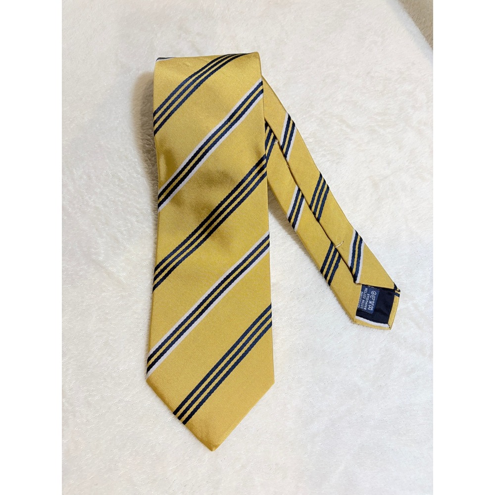 Burberry Yellow Striped Silk Blend Necktie Mens One Size Excellent